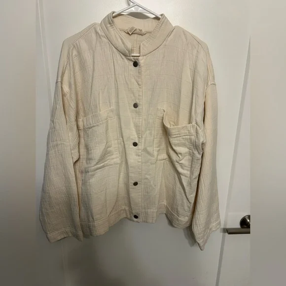 Eileen Fisher Mandarin Collar Channel Snap Jacket
